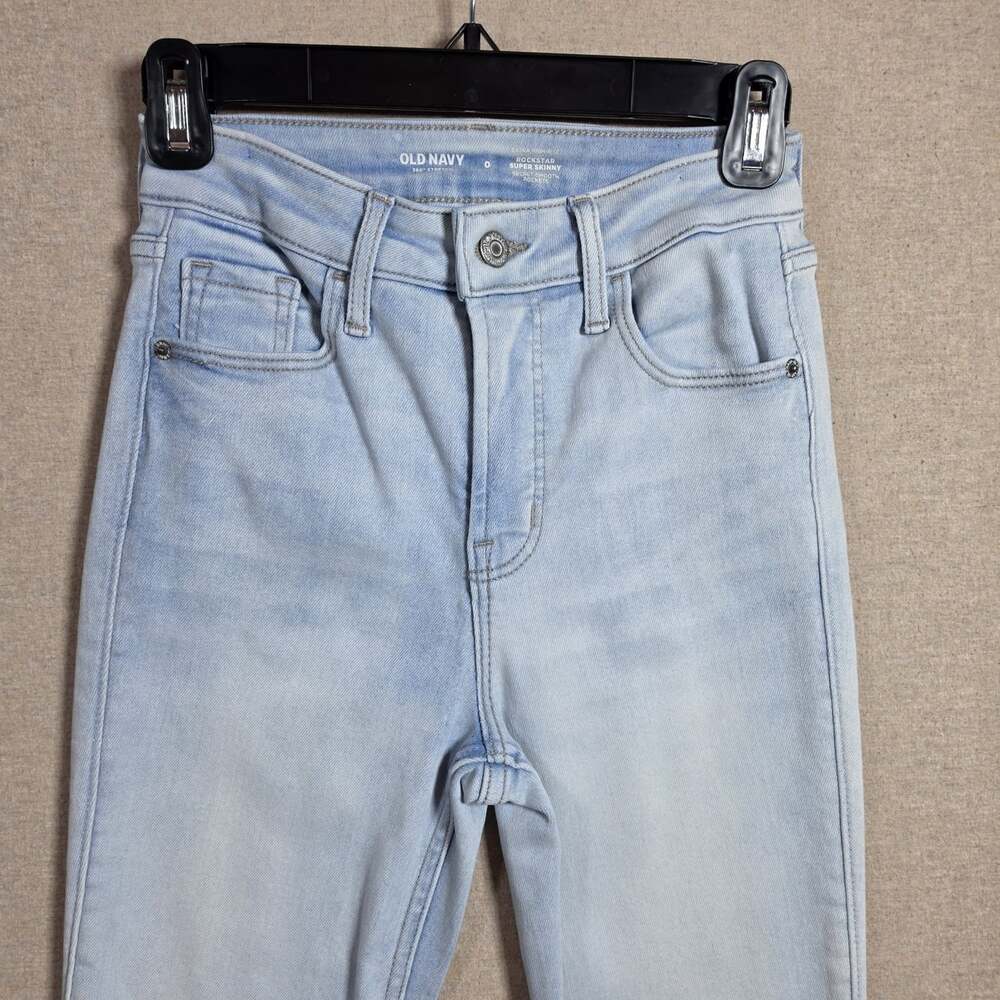 Old Navy Womens 0 Jeans Extra High Rise Rockstar Super Skinny Stretch 24" Light - Picture 6 of 9